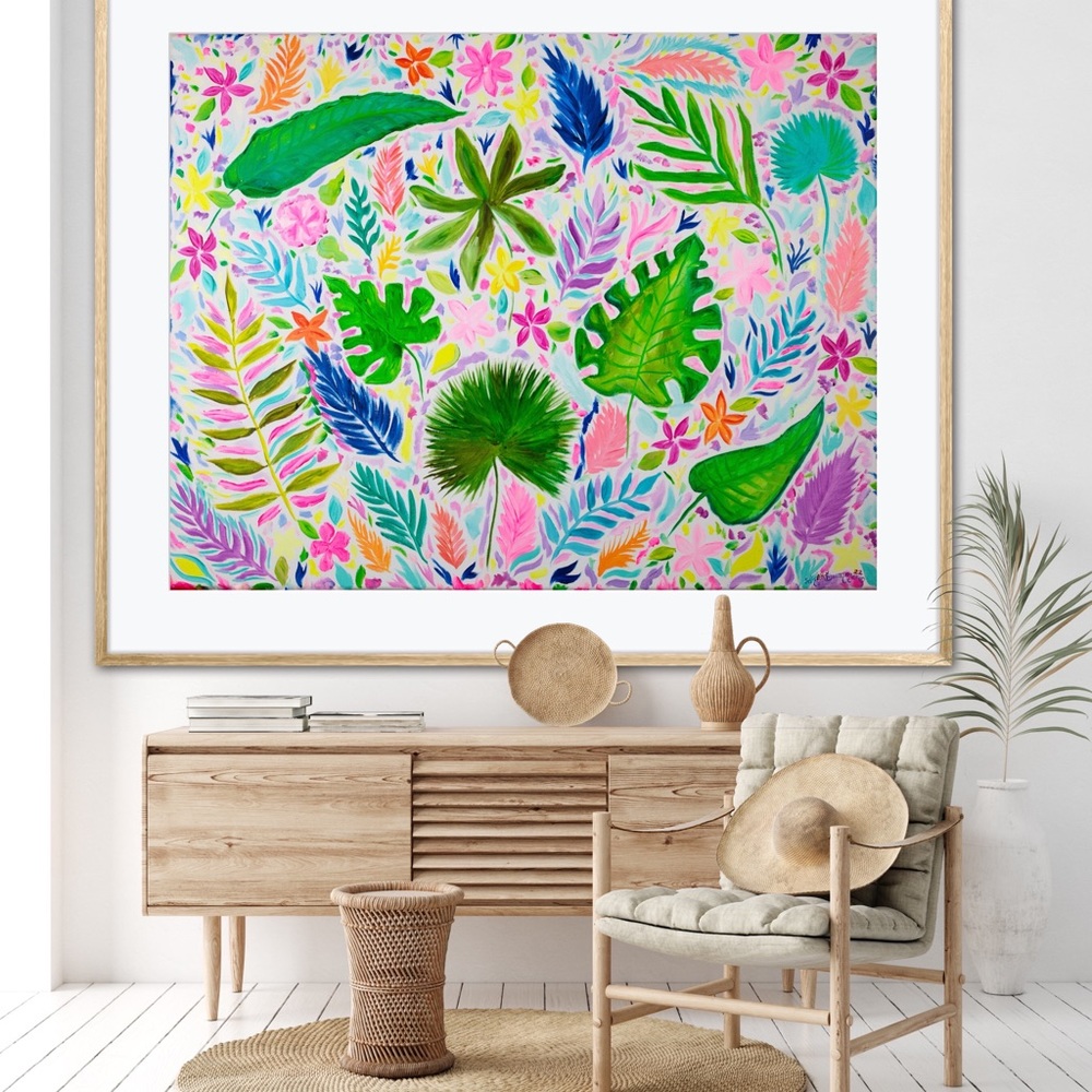 Palm Passion Tropical Plants Art Print Oil Painting botanical beach island decor - Picture 4 of 11